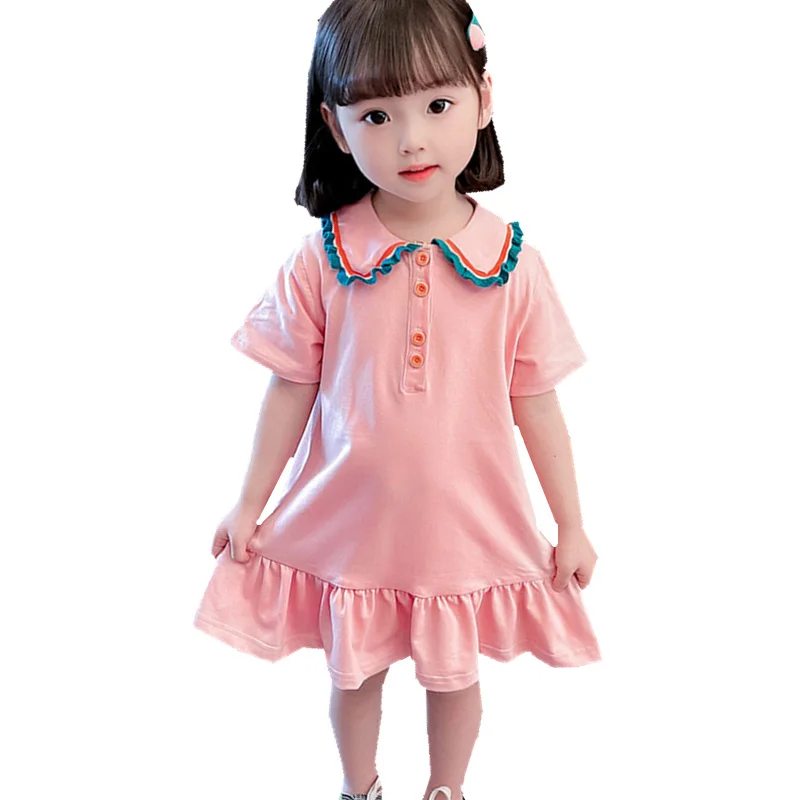 

Lovely Baby Kids Short-Sleeve Cotton Polo Shirt Dress For Toddler Girls New Summer Cotton-Polo-Dress For Child 1 2 3 4 5 6 7 Y