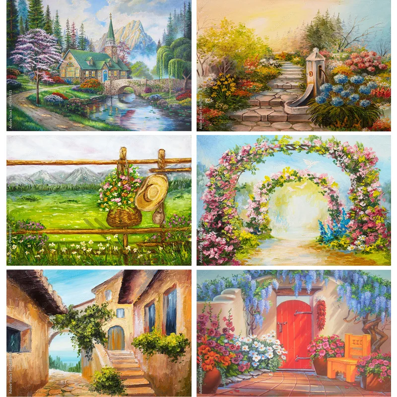 

Vintage Oil Painting Scenery Photography Backdrops Portrait Photo Background For Photo Studio Props 2242 YH-04