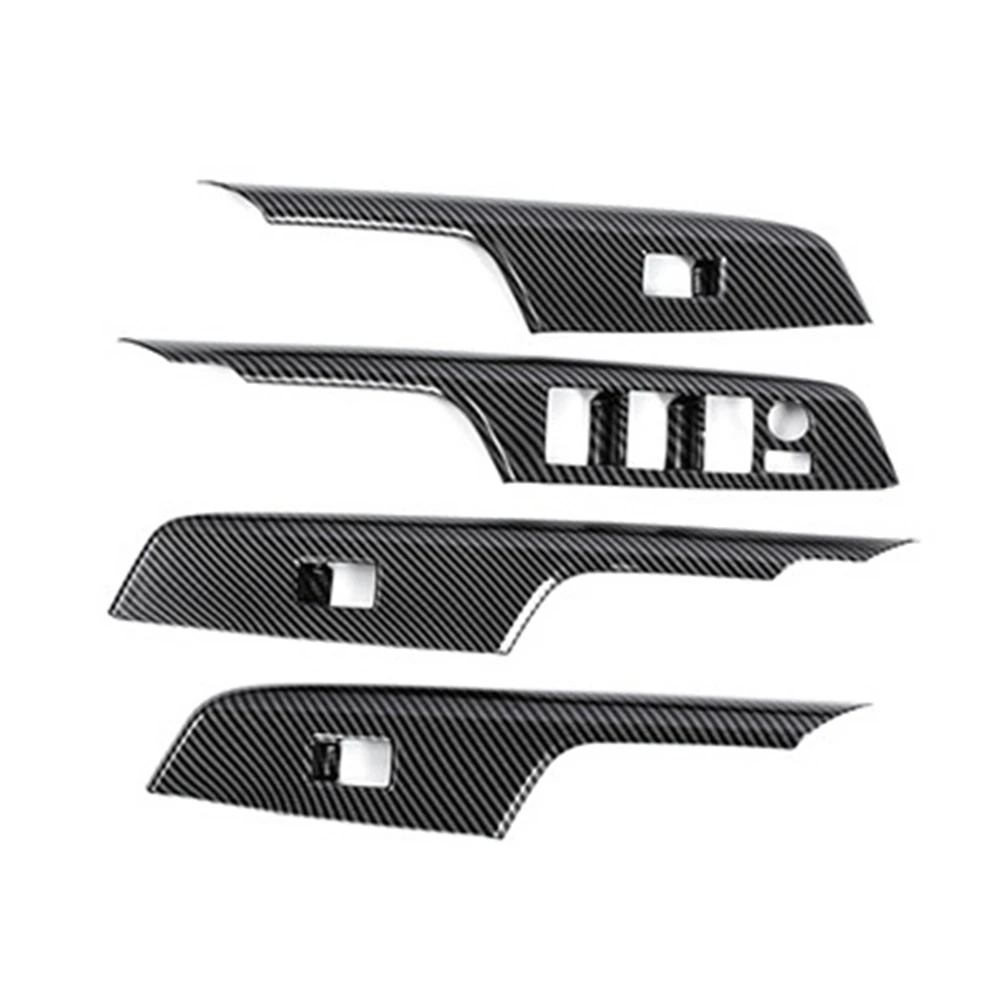 

4Pcs Inner Door Armrest Trim Frame for Toyota Harrier Venza 2020-2022 Window Lift Switch Button Panel Cover Carbon RHD