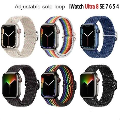 

Braided Solo Loop Strap For Apple Watch band 45mm 41 44mm 40mm 38mm 42mm 49mm Correa Bracelet Watchband iWatch Series 7 6 5 4 8