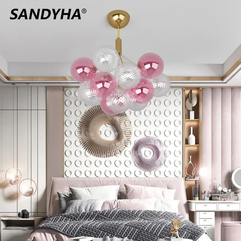 SANDYHA crystal lampara salon design luxe chandelier for living room lamparas colgantes para techo lamp led light bedroom room