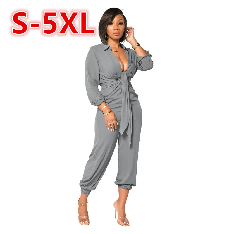 Big yards ms jumpsuits sexy long-sleeved dress a relaxed jumpsuits for autumn and winter
