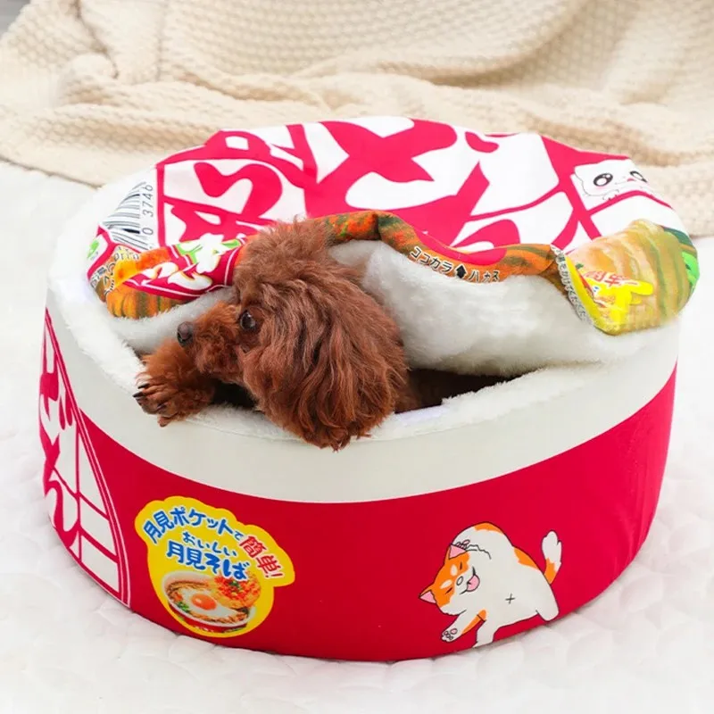 Домашняя кошачья кровать с быстрыми лапшами Hanpanda Pet, дом для пряток, весенне-летнее гнездо Удон, диван-подушка-корзина для кошек.