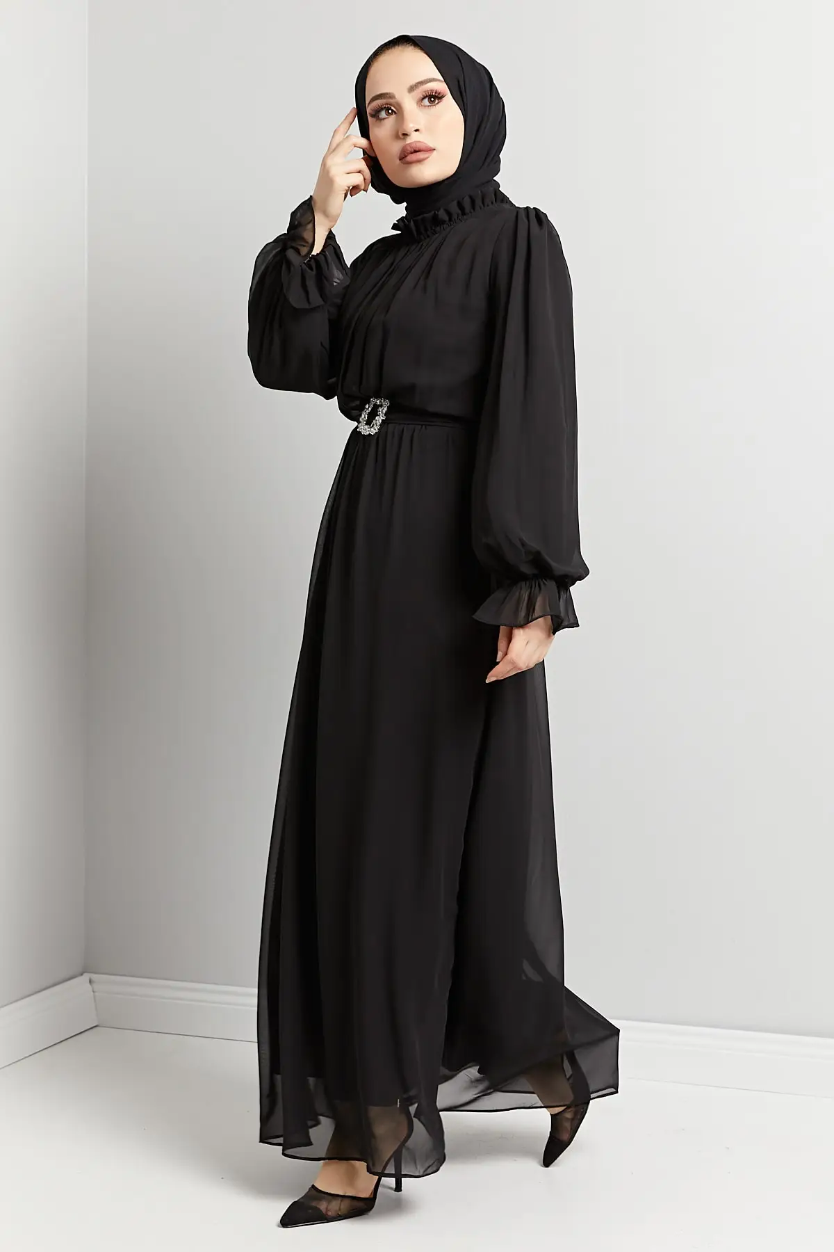 Fully Lined Evening Dress Evening Maxi Hijab Black Dress Dubai Robe Longue Femme Islam Caftan Ramadan Muslim Fashion Elegant