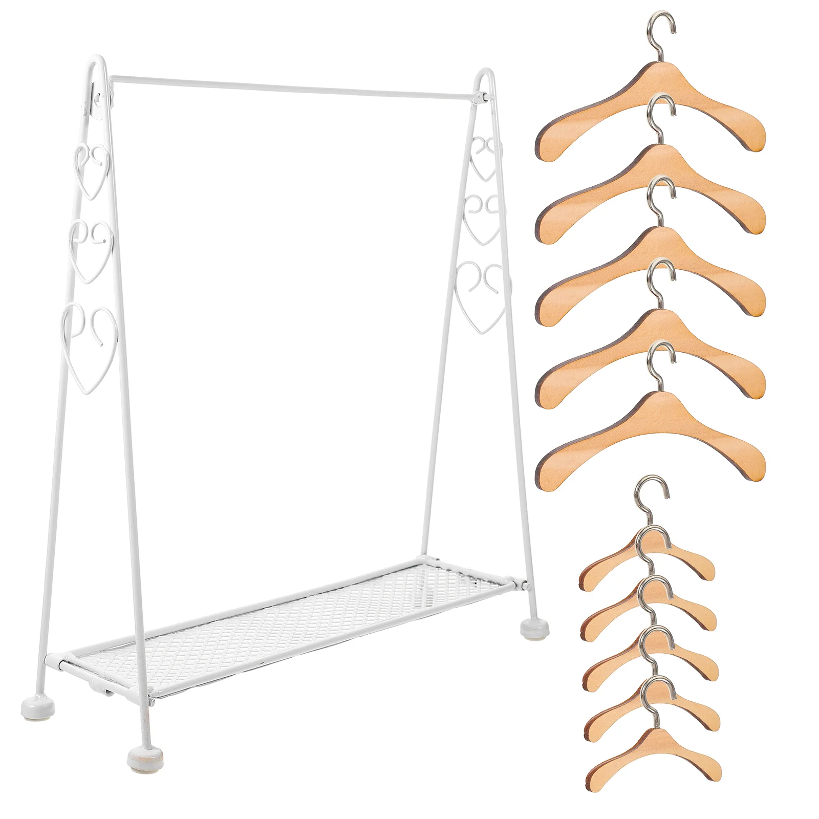 

Clothes Hangers Holder Miniature Furniture Rack Accessories Wood Closet Apparel Child Clothing Racks Model
