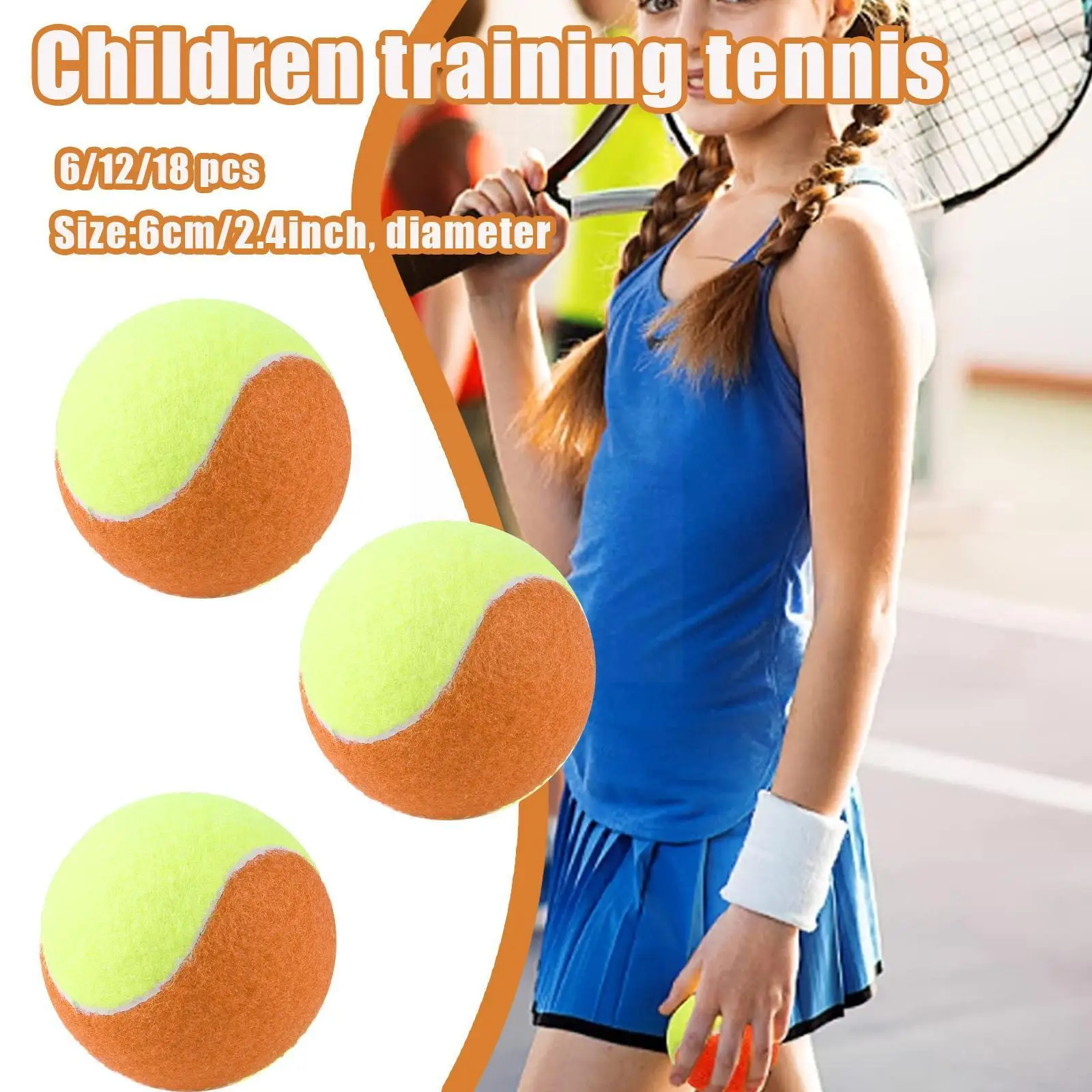 

6CM Kids Soft Training Beach Tennis Ball Rubber Material Tennis Toy Outdoor Color Sports Yellow Balls Orange Z5G6