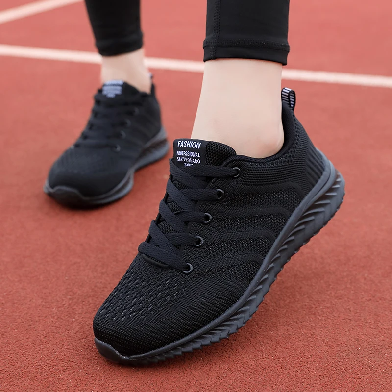 ZHENZU New Size 35-42 Womens Lightweight Black Sneakers Outdoor Sports Breathable Mesh Running Shoes Trainers zapatos deportivos