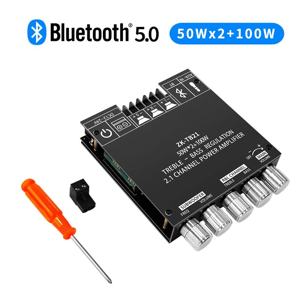 TB21 Bluetooth Sound Power Amplifier Board 2.1 Channel Mini Wireless Audio Digital Amp Module 50Wx2+100W Subwoofer TPA3116D2