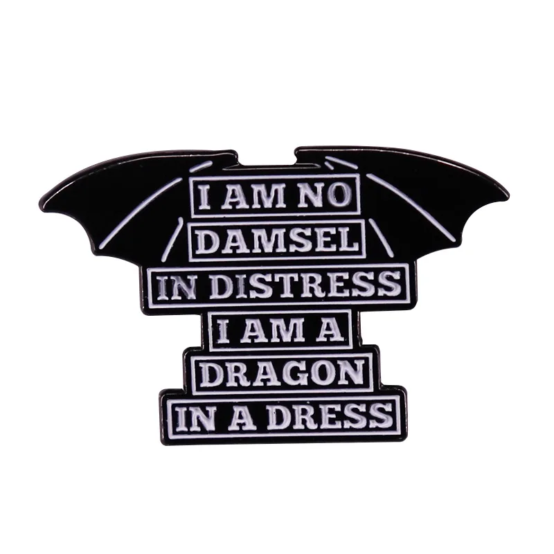 

I'm Not A Damsel In Distress, I'm A Dragon In A Dress Brooch Feminist Badge Hard Enamel Pin