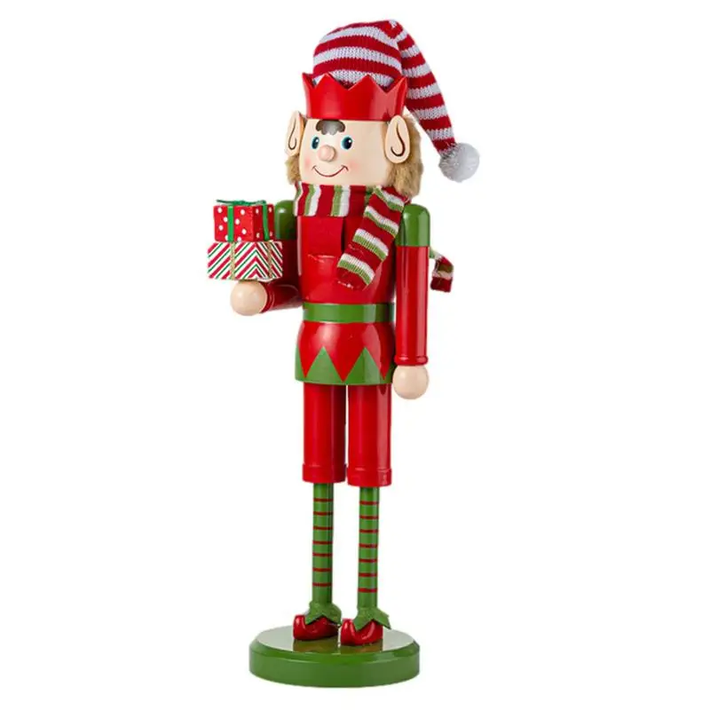 

14.9in Merry Christmas Decorations Kids Nutcracker Soldier Doll Wooden Candy Can New Year Ornaments For Home Table Shelf