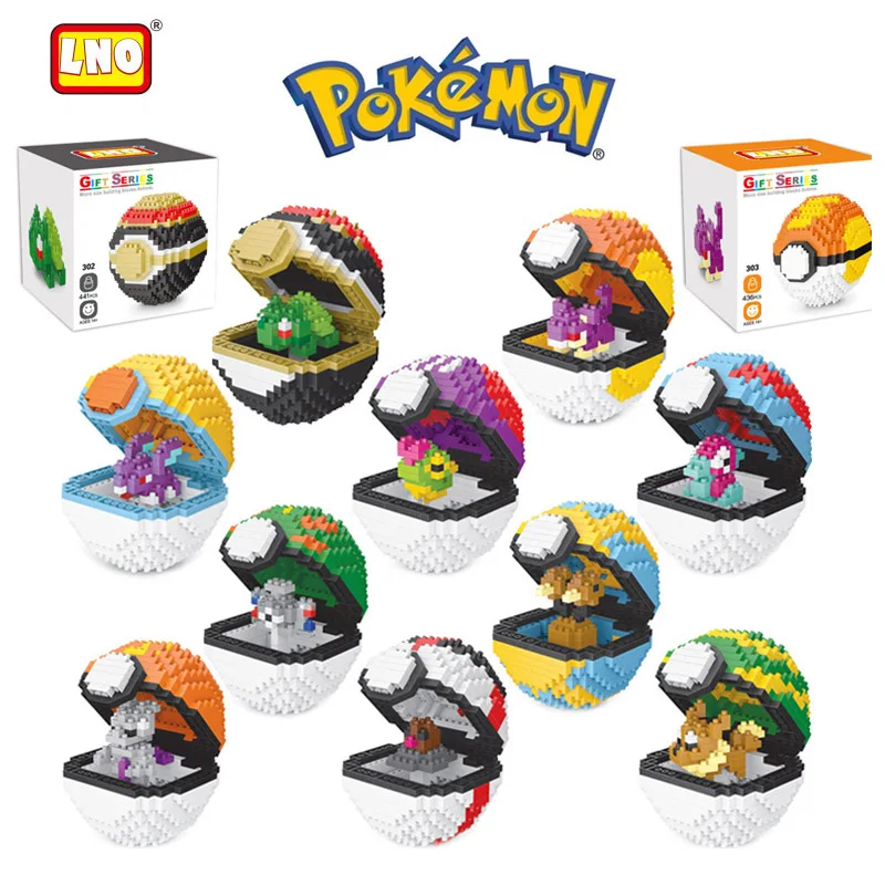 

Pokemon building blocks Bricks assembly Pikachu Mewtwo Eevee Pokeball Anime Mini Action Figures Heads Toys kids Birthday Gifts