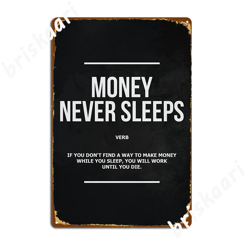 Металлический плакат с надписью Money Never Sleep Wolf Of Wall Street Настенный декор для паба