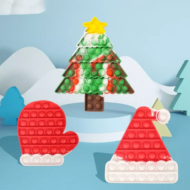 Dimmer Christmas Tree Santa Boots Fidget Toys Push Bubble Anti Stress Toy Kawaii Children Sensory Training Christmas Gifts enlarge
