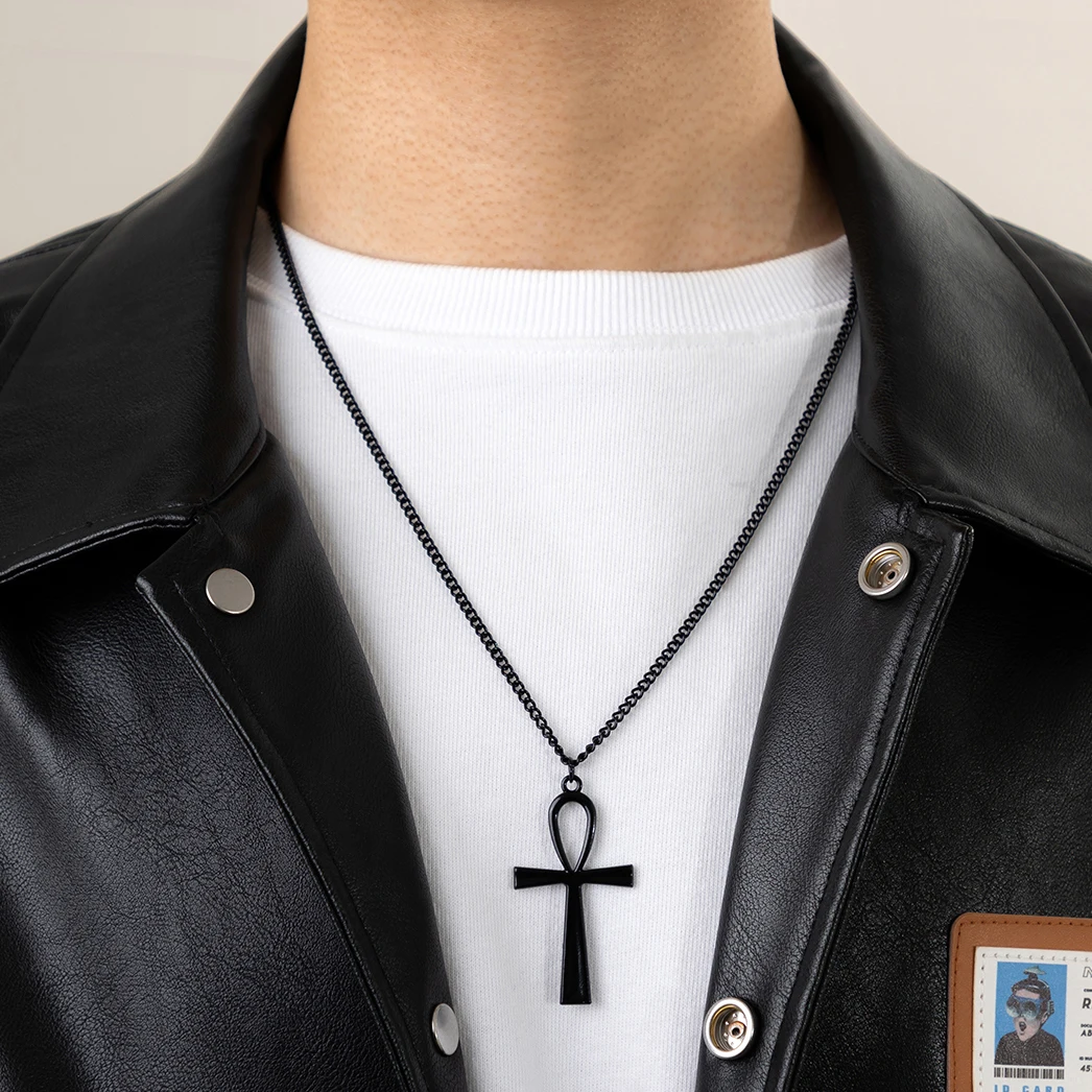 

Ingemark Punk Black Cross Jesus Pendant Choker Necklace for Men Christian Charm Street Style Grunge Jewelry Gifts Steampunk New