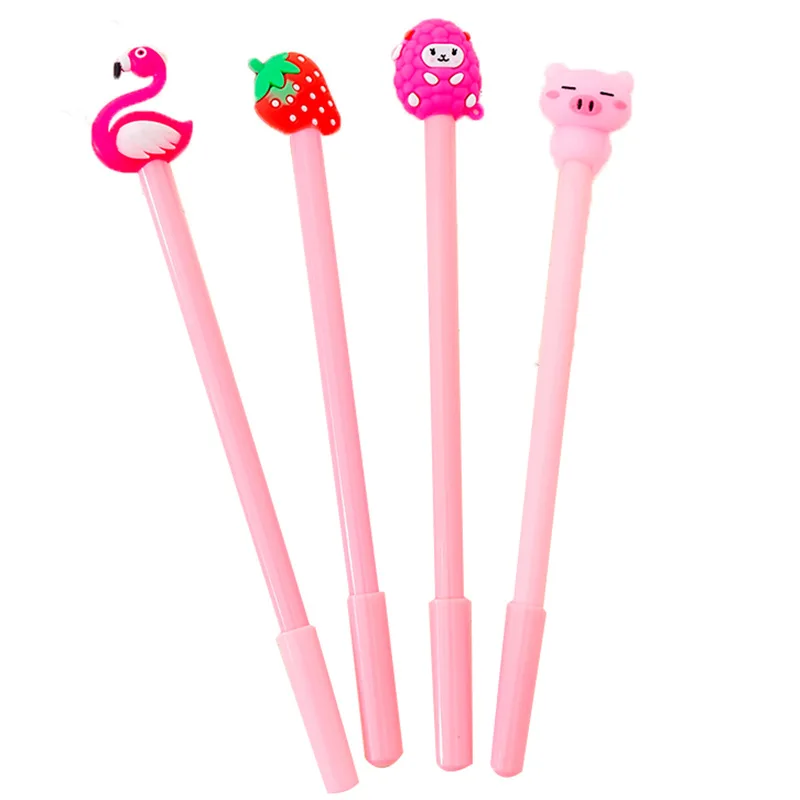 

50PCS/lot Pink Cartoon Gel Pen Packaged Combination Soft Adorable Cute Creative Signing Pen Students Exam Ball Pen Stationery
