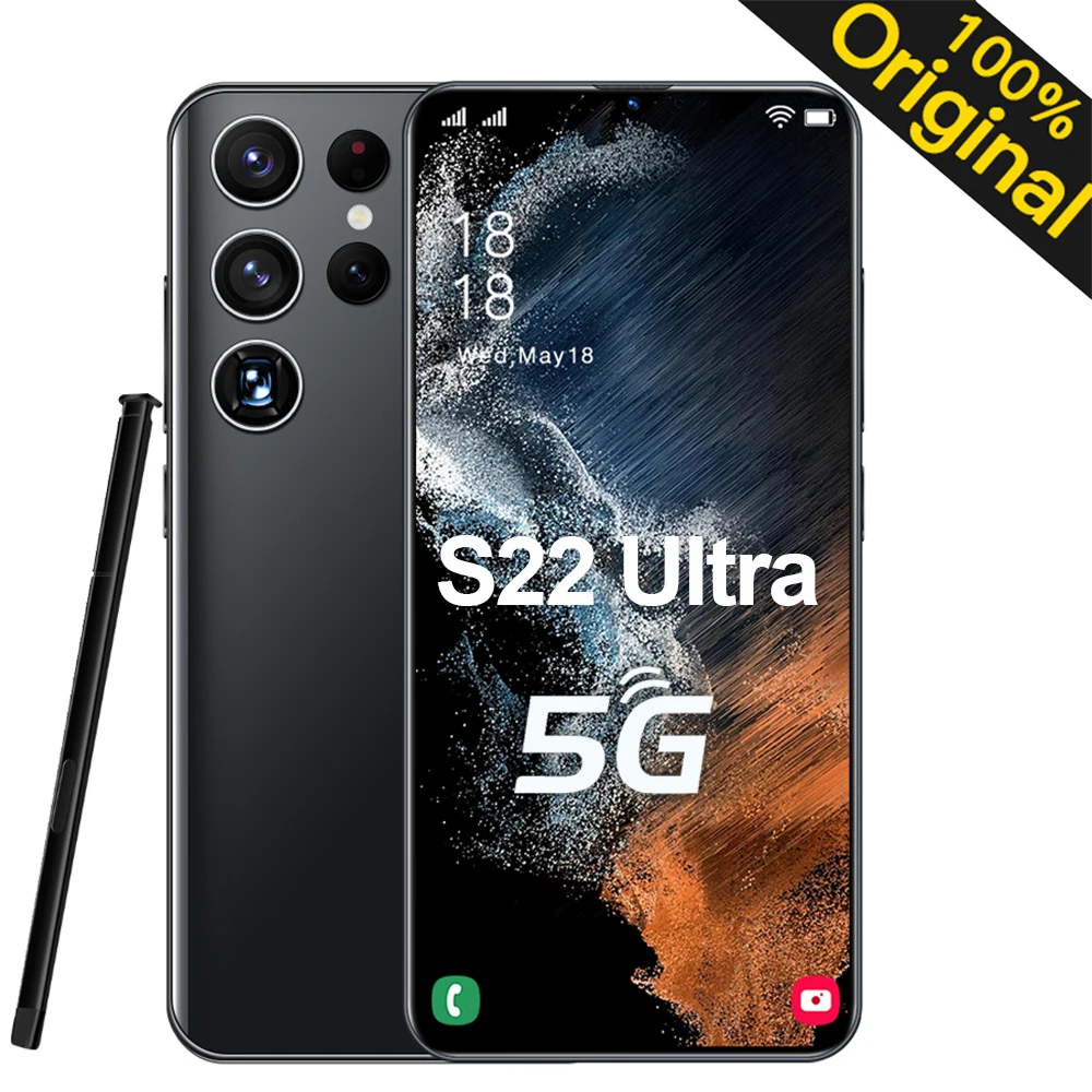 

Смартфон S22 Ultra с экраном 6,8 HD, 4G, телефон с двумя Sim-картами, оригинальные разблокированные мобильные телефоны на базе Android 12, 64 мп, 6800 мАч, сото...