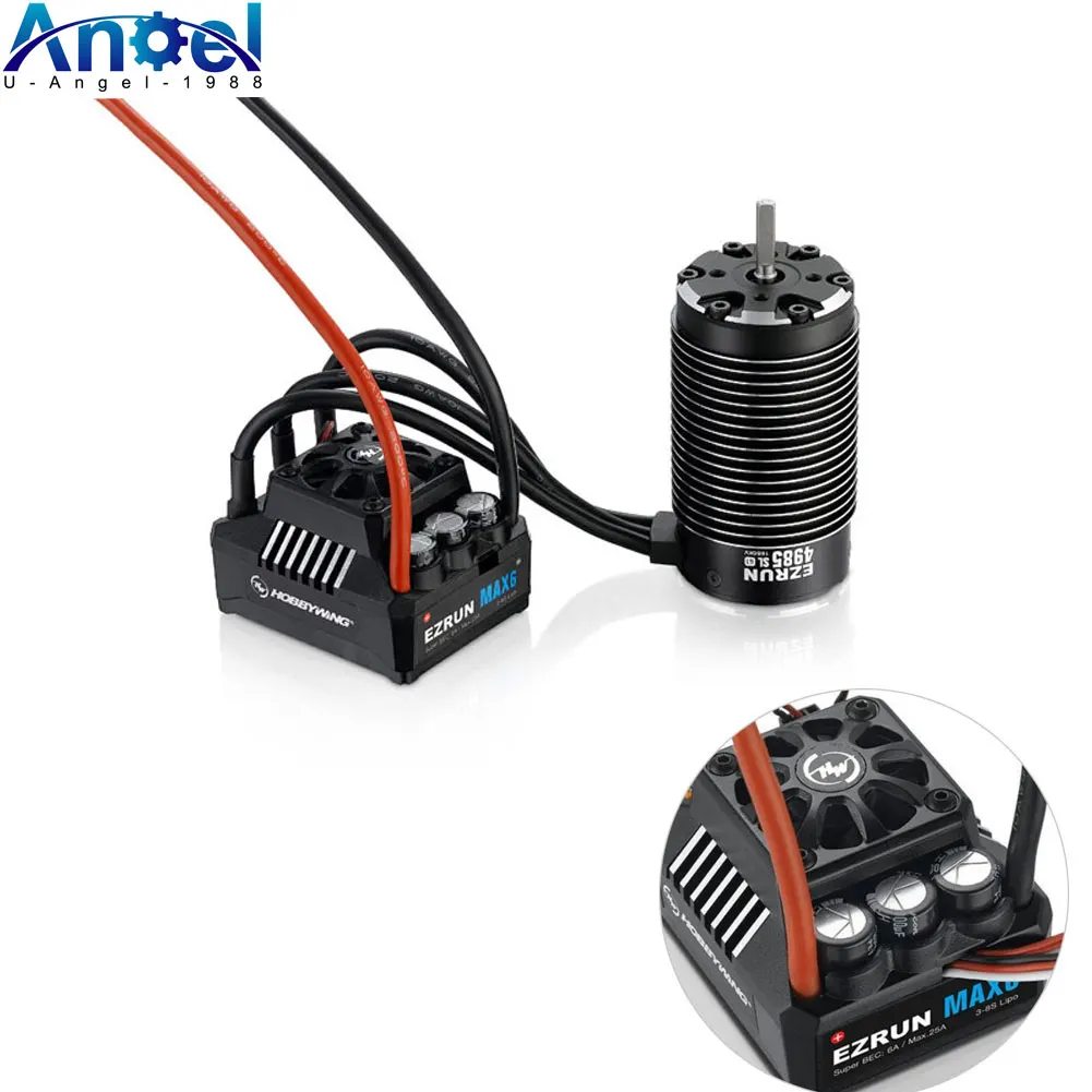 

HobbyWing EZRUN-SL 4985 1650KV/ 5687SL 1100KV Sensorless Brushless 4-pole Motor with MAX6 160A ESC waterproof for 1/6 1/7 RC Car