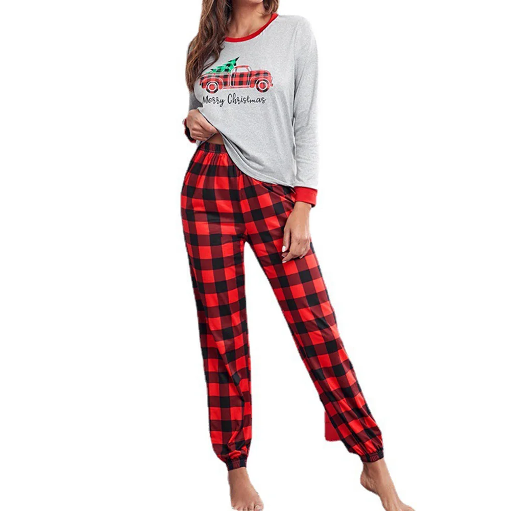 

Women Pajmas Set Print Red Plaid Trouser Suits Nightwear Loose Christmas Home Clothes Xmas Soft Comfortable Lingerie Sleepwear