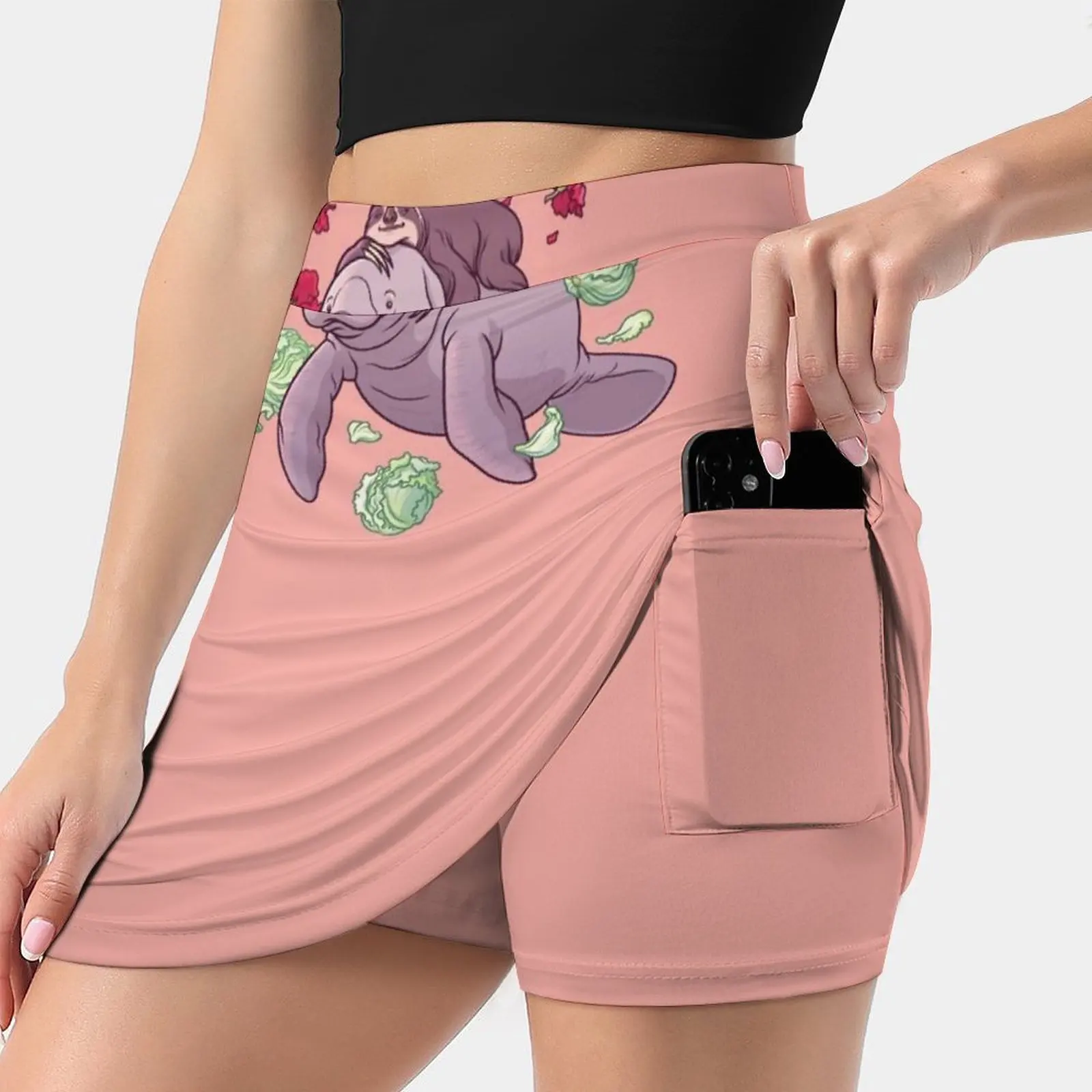 

Spirit Animals Women's skirt Aesthetic skirts New Fashion Short Skirts Manatee Sloth Lettuce Hibiscus Cute Animals