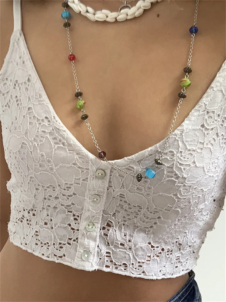 

Женский кружевной топ с открытой спиной и V-образным вырезом