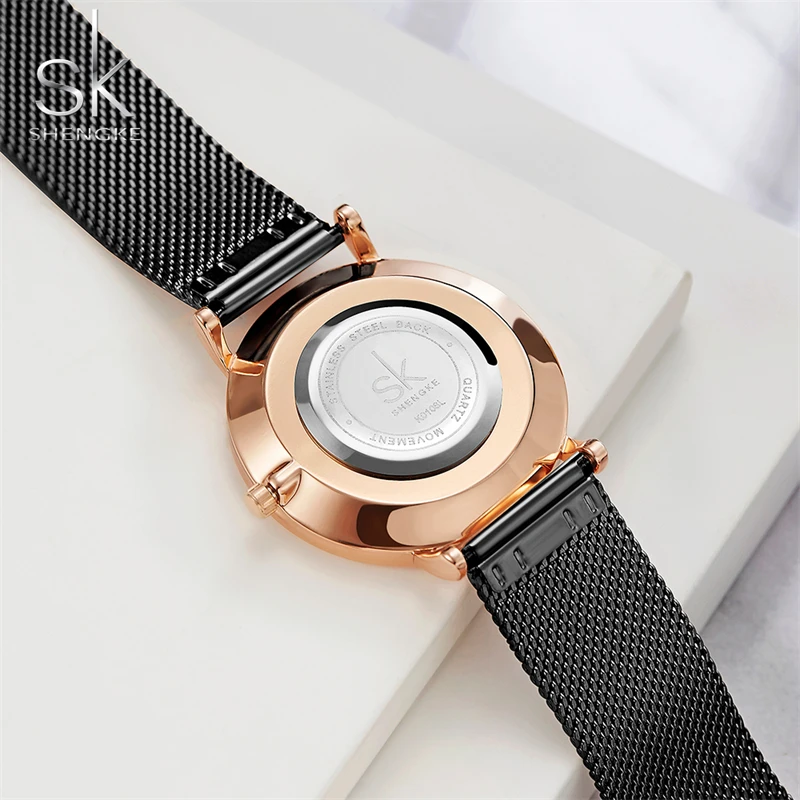 Shengke Top Luxury Woman's Quartz Watches Fashion Black Diamond Womens Wristwatches Original Design Ladies Clock Relogio enlarge