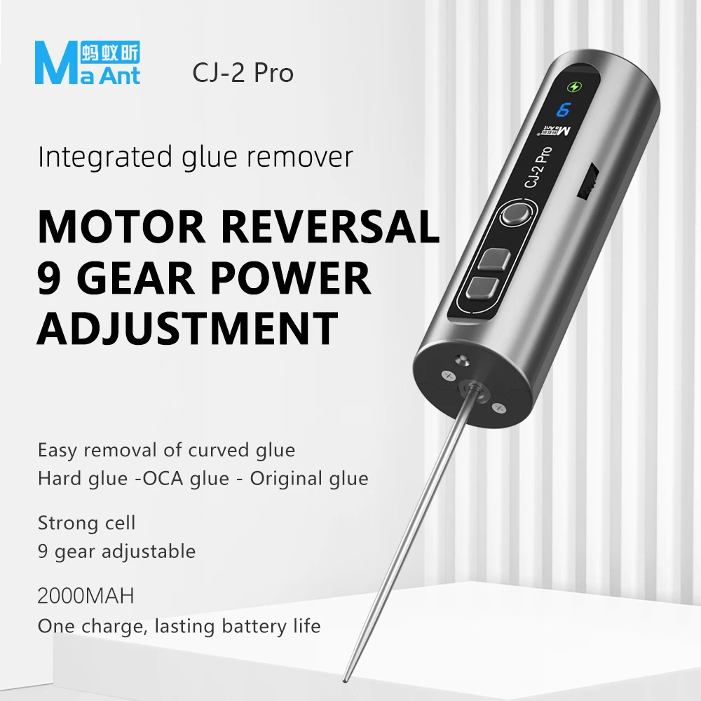 Фото MaAnt CJ-2 Pro Электрический инструмент для удаления клея OCA с регулируемой подсветкой для пыли 9, подходит для очистки сенсорного ЖК-экрана мобильного телефона №1