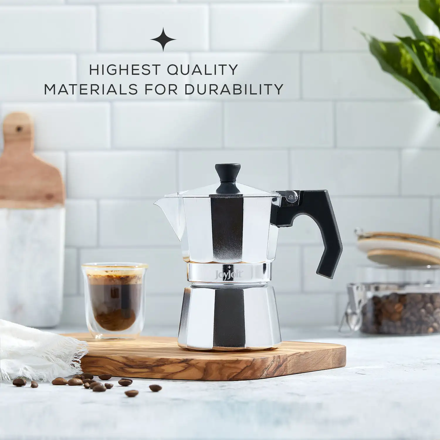

Italian Moka Pot Stovetop Aluminum Espresso Maker [3 Cup]- Ombre Silver accessories