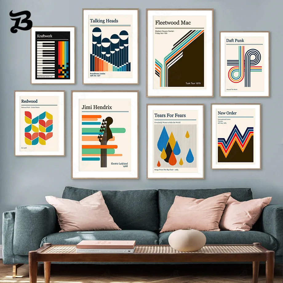 

Canvas Painting Vertical Retro Punk Band Performance Poster Modern Abstract Wall Art Print Picture for Living Room Wall Decor