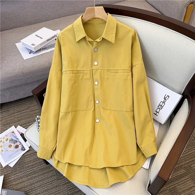 

SuperAen Women's Autumn Wear Shirt Coat Women's Oversize Loose Long Fashion Office Lady Shirt