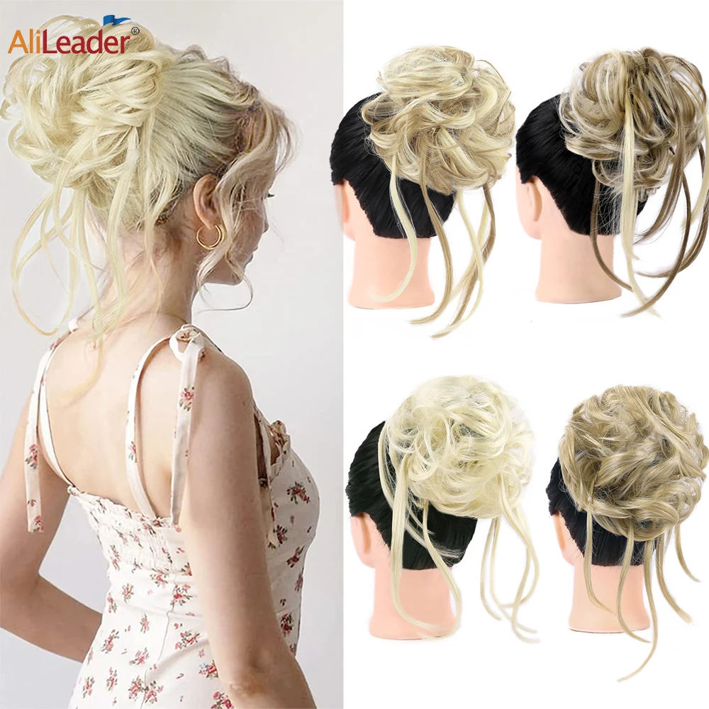 

Alileader Women's Hairpieces Chignon Messy Hair Bun Synthetic Hair Tails Messy Hair Chignon Hair Extension Curly Wavy Hair Ties