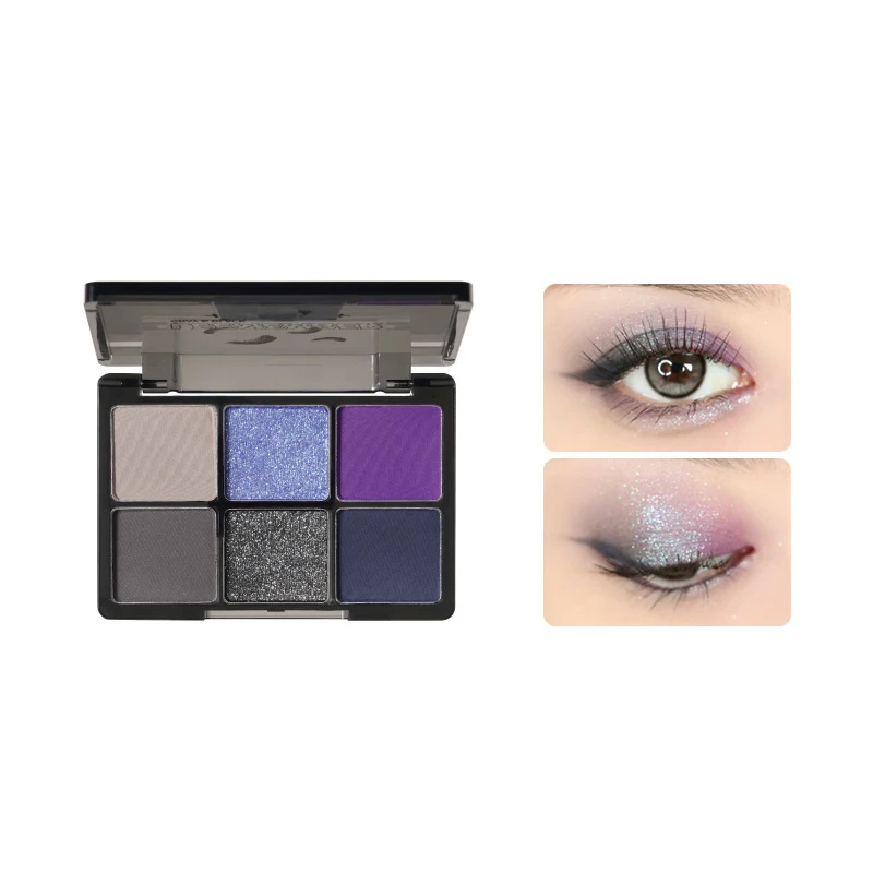 LEEMEMBER Black Feather Series 6 Colors Eyeshadow Palette Surprise Night Poisonous Mushroom Dark Night Purple Eyeshadow