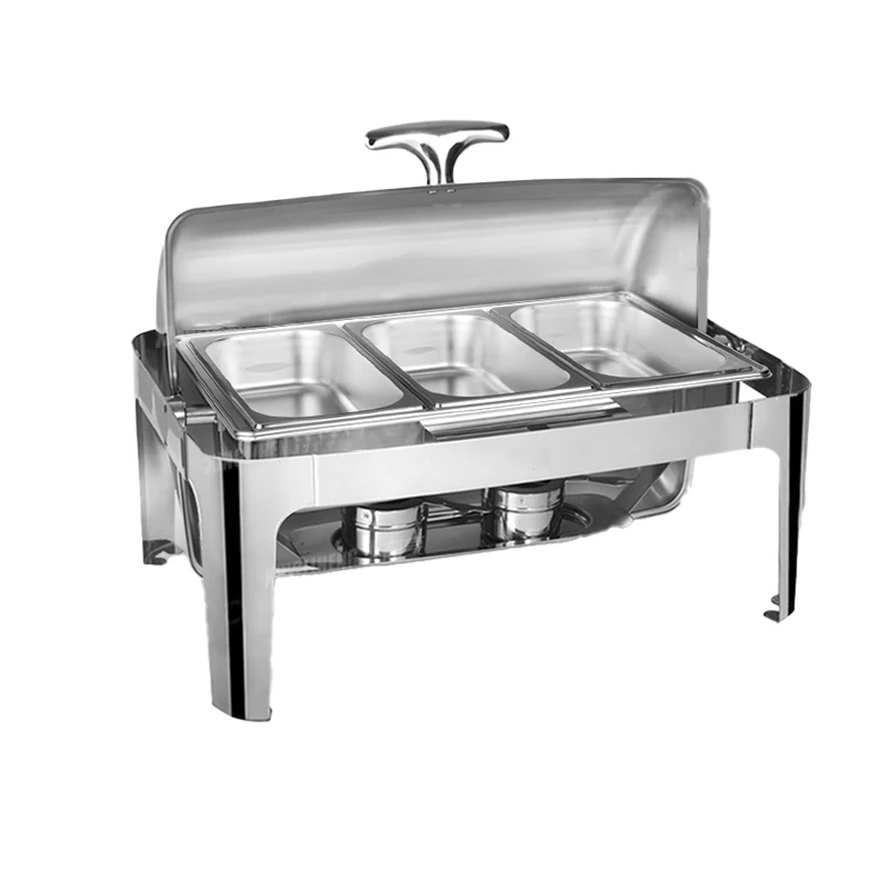 

6L/9L Large Capacity Heating Food Steamer Container Buffet Stove Square Holding Stove Stainless Steel