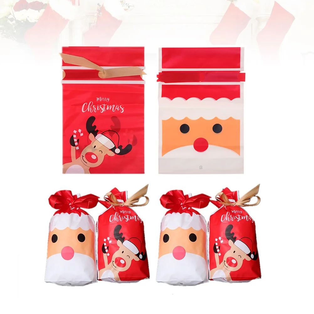 

50pcs Christmas Drawstring Bags Christmas Drawstring Gift Bags Cookie Bags For Homemade Christmas Candy Bags