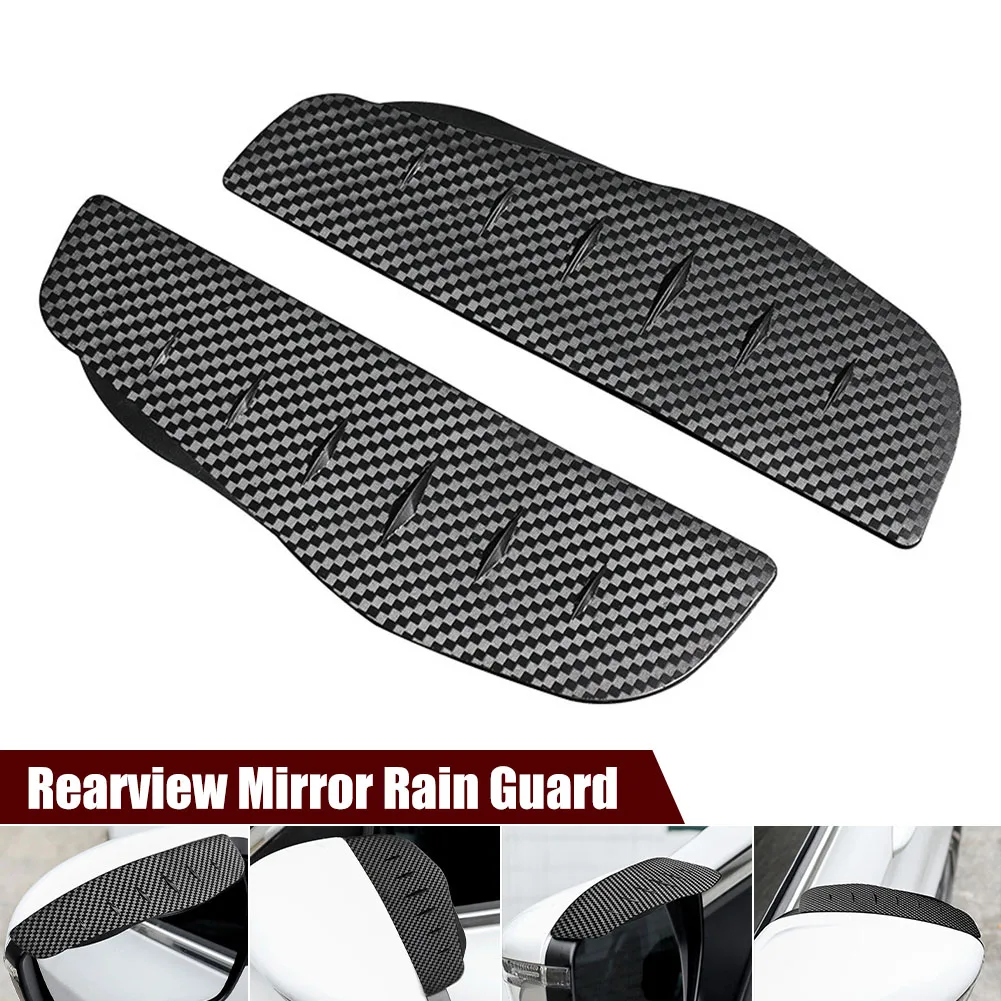 

Universal Car Rearview Mirror Rain Guard Carbon Fiber 2.5mm PVC Mirror Visor Rain Eyebrow Protector Waterproof for Car SUV Truck