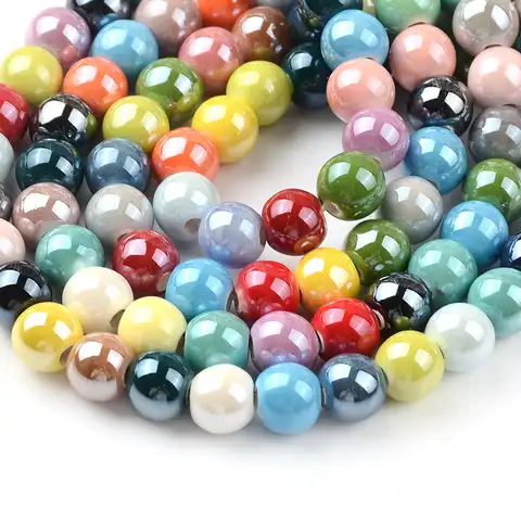 8/10 mm Round shiny glossy plain ceramic beads “Make yourself” Porcelain beads for photo accessories of 27 flowers s