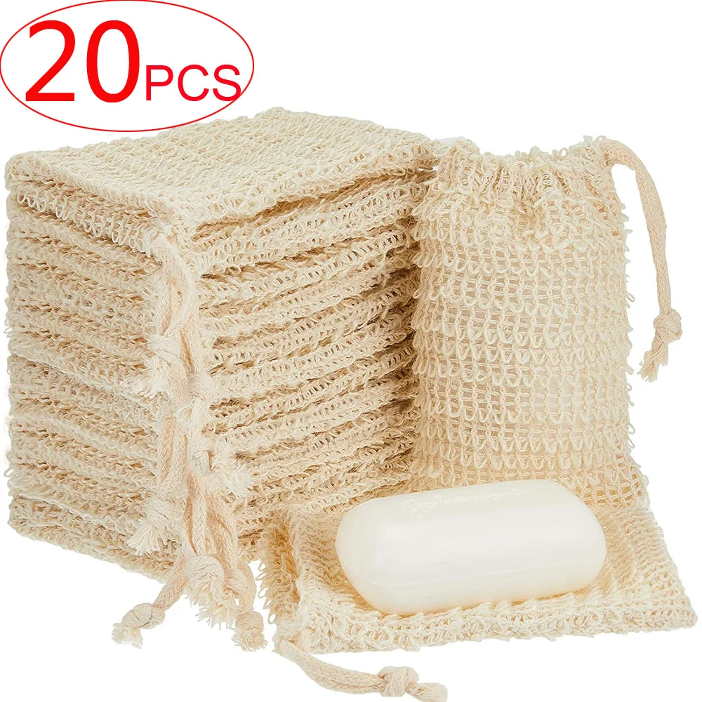 

5/10/20 Pack Natural Sisal Soap Bag Exfoliating Soap Saver Pouch Holder Soap Bar Sisal Soap Bag Shower Bath Sisal SoAP Bag