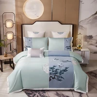svetanya chinese painting satin egyptian cotton bedding set queen king size embroidered linens sheet pillowcase duvet cover