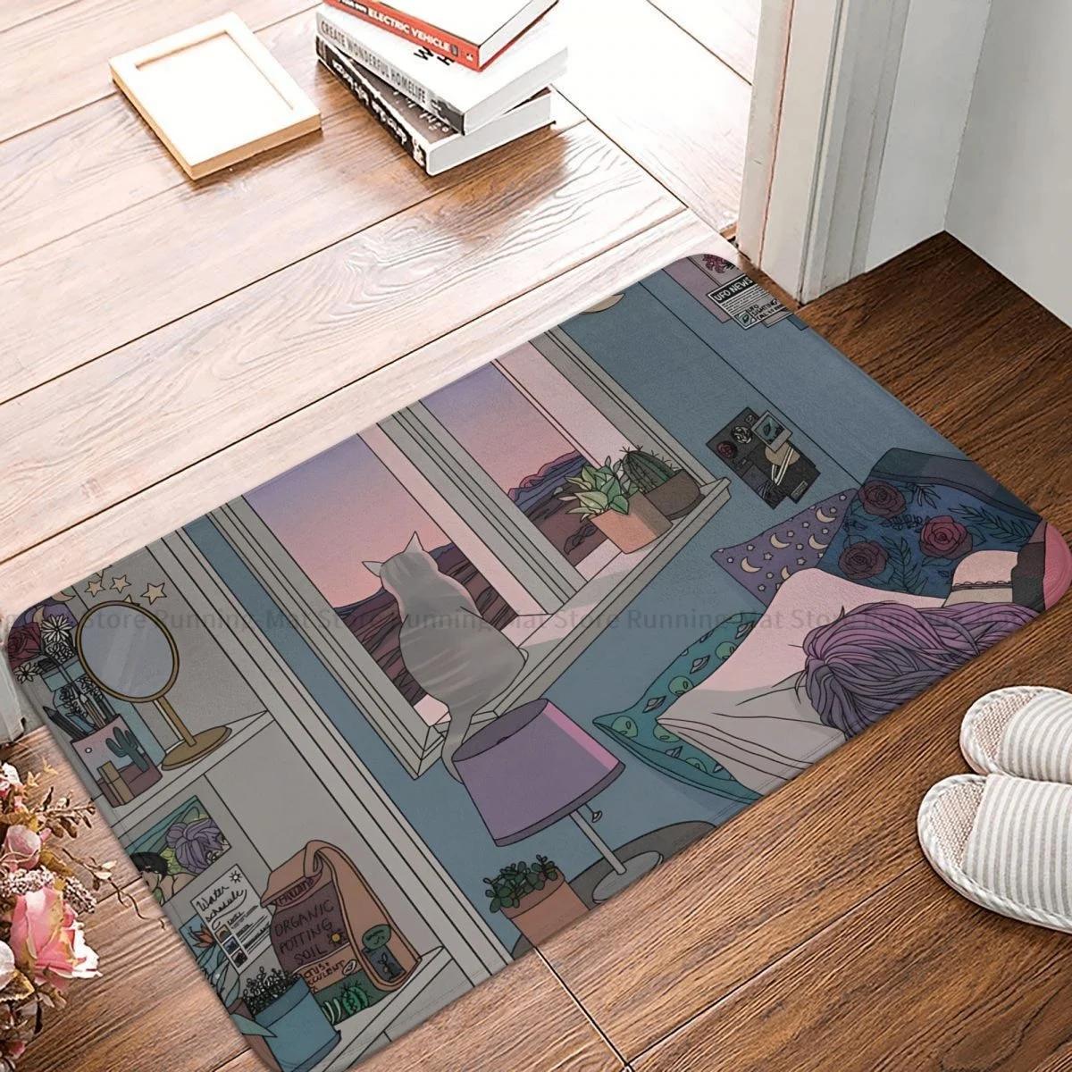 

Нескользящий Придверный коврик раннее утро, коврик в виде кошки для гостиной, спальни, приветствуется дизайн