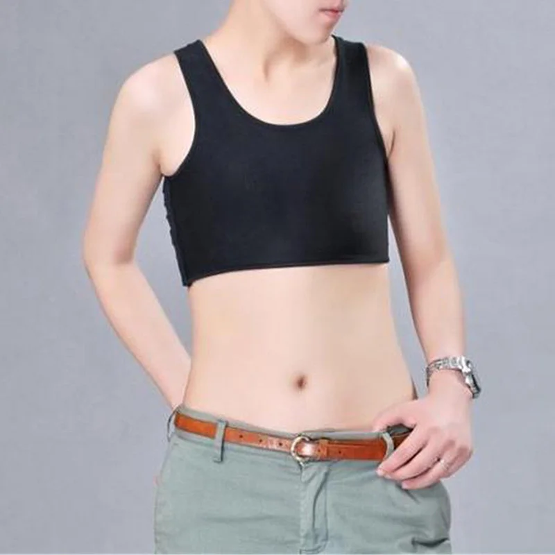 Women Casual Breathable Buckle Short Chest Breast Binder Vest Tops Tomboy Shapers Tops Breathable Buckle Vest