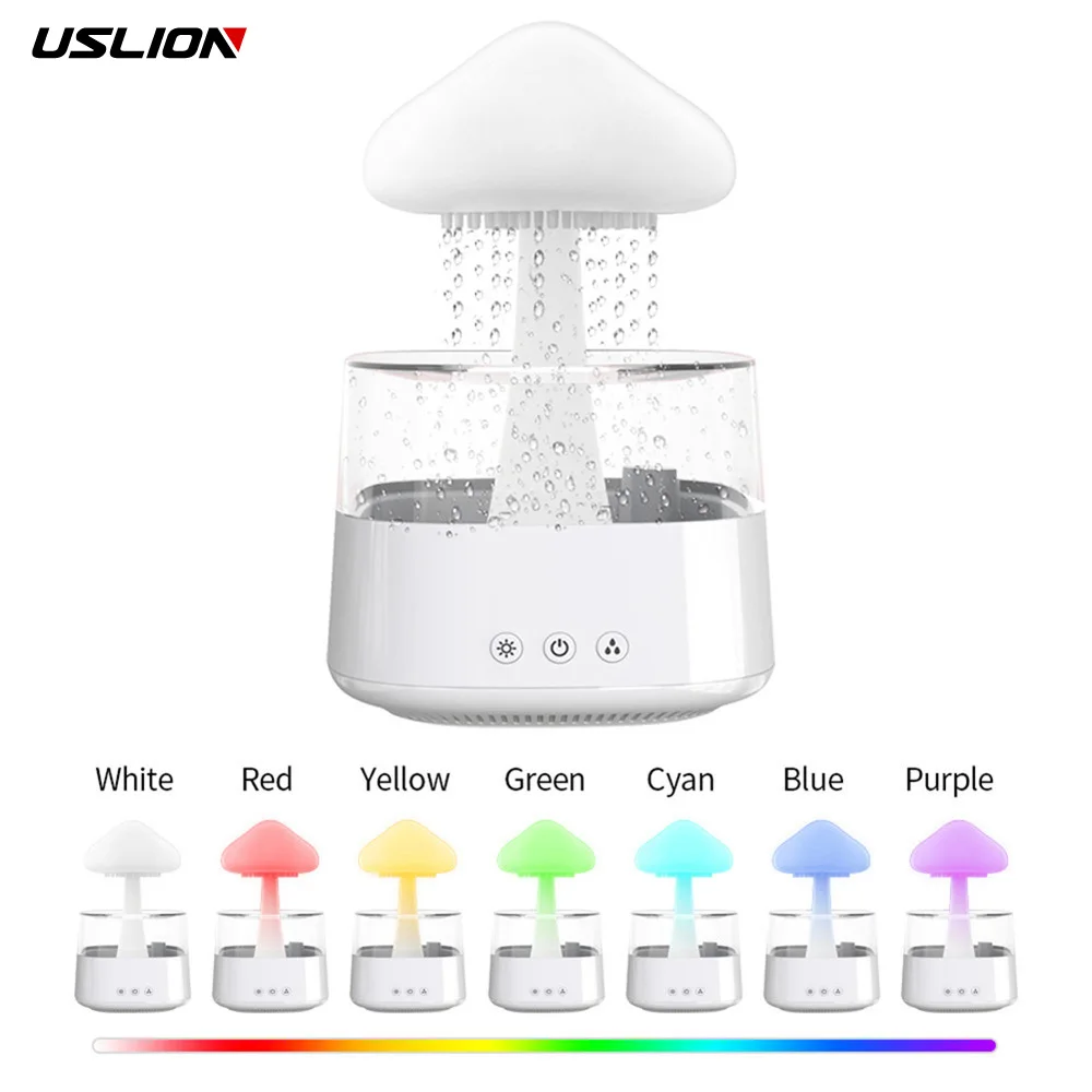 

Увлажнитель воздуха Rain Cloud с ароматерапией, распылитель эфирных масел, увлажнитель с холодным туманом 7 цветов, освежитель со звуком в виде к...