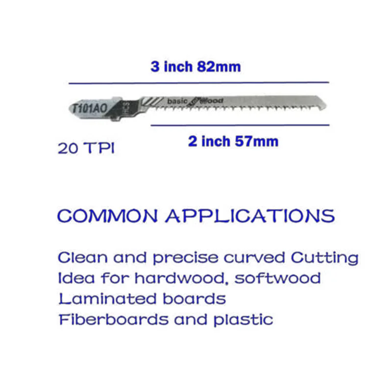

20pcsT101AO 3\\\" T-shank Clean Curved Cutting Jig Saw Blades HCS Jigsaw Cutter High Carbon Steel 100% Brand New Big Deal