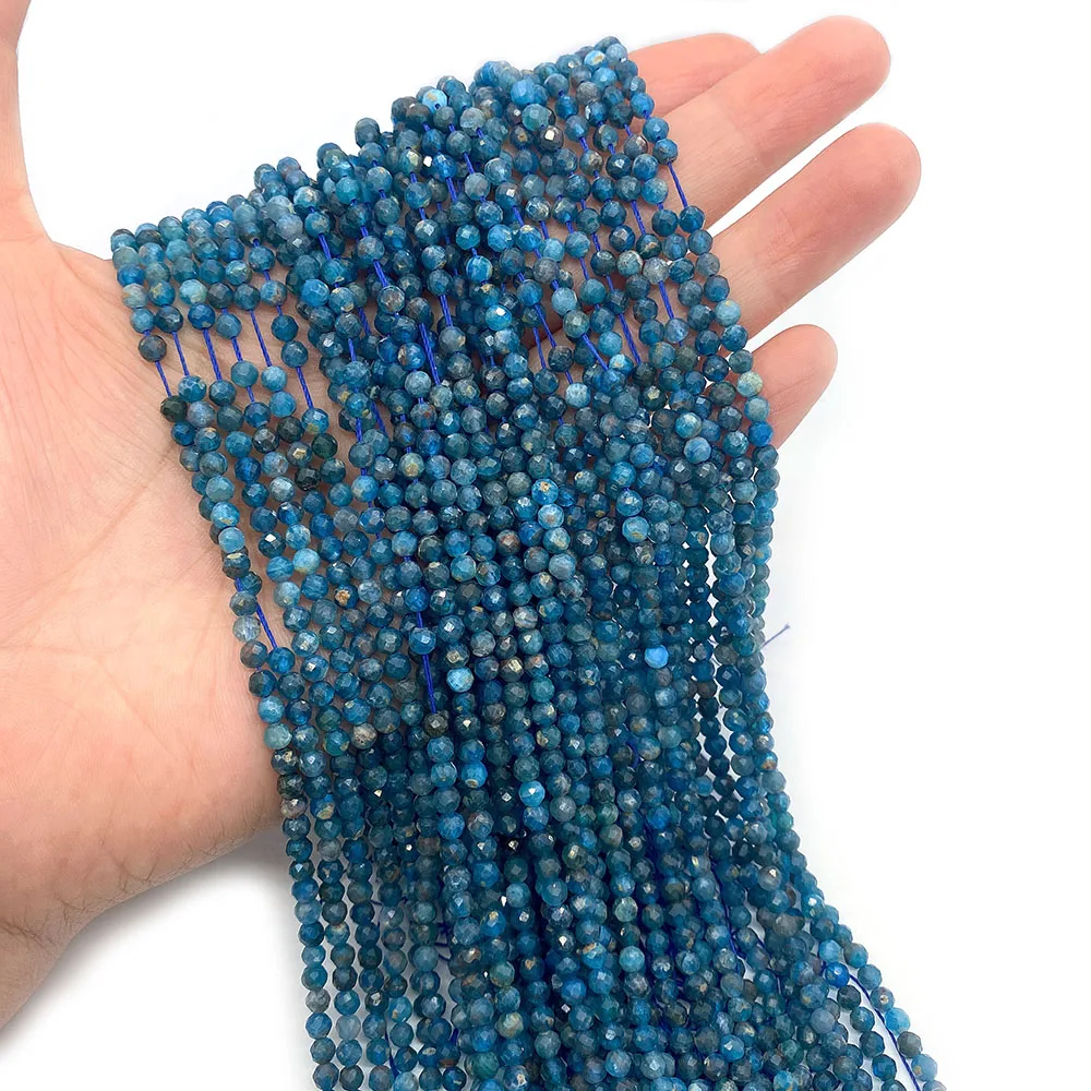 Оптовая продажа граненые бусины из натурального апатита 2 мм 3 4 для изготовления