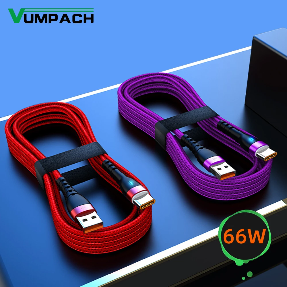 

Кабель Vumpach 6A USB Type-C для Huawei P30 P40 Pro, супербыстрая зарядка, шнур для зарядки, для Samsung S21 ultra S20 Poco