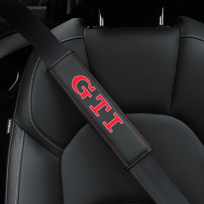

1pc Cowhide Car Interior Seat Belt Protector Cover For Car Auto Accessories For Golf GTI 4 5 6 7 MK4 MK5 MK7 GTI logo Car
