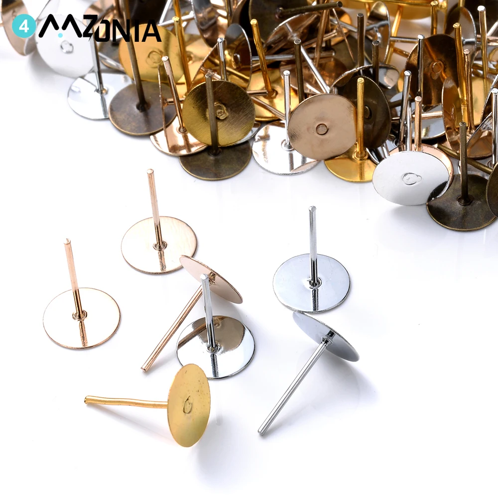 Основа для сережек-гвоздиков из нержавеющей стали плоские круглые шпильки