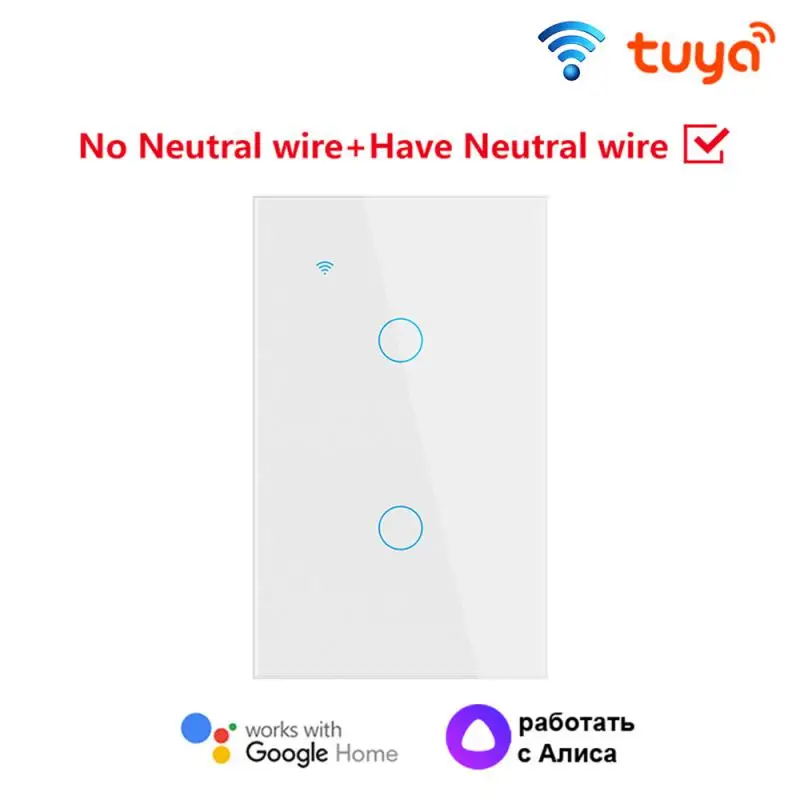 

Tuya WiFi US EU Smart Touch Switch 1/2/3/4 Gang Smart Home Wall Button Works With Smart Life Alexa Home Alice