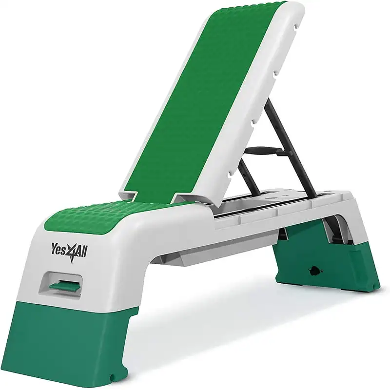 

Multifunctional Fitness Aerobic Step Platform and Aerobic Deck, Green and White