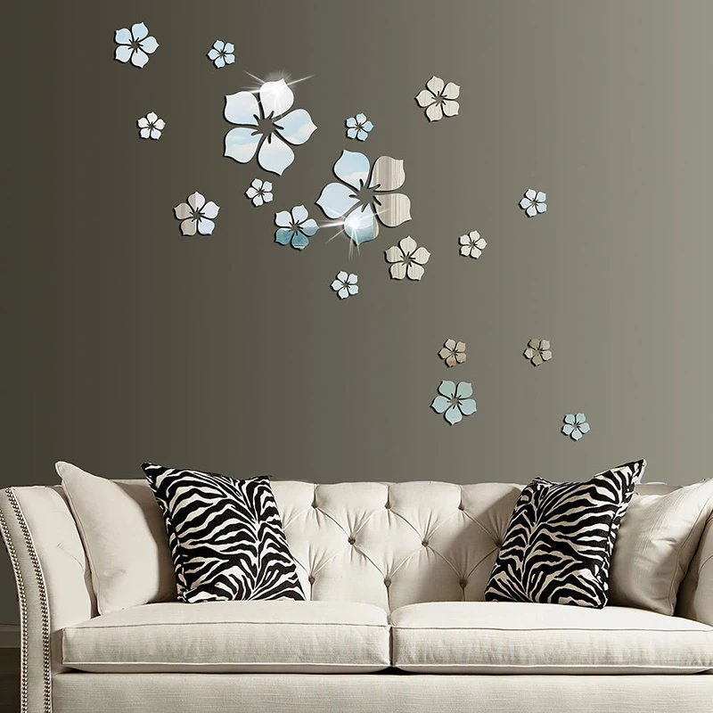 

18 Petals Crystal Mirror Stereo Stickers Acrylic Home Decoration Wall Stickers Living Room Bedroom 3D Wall Decoration