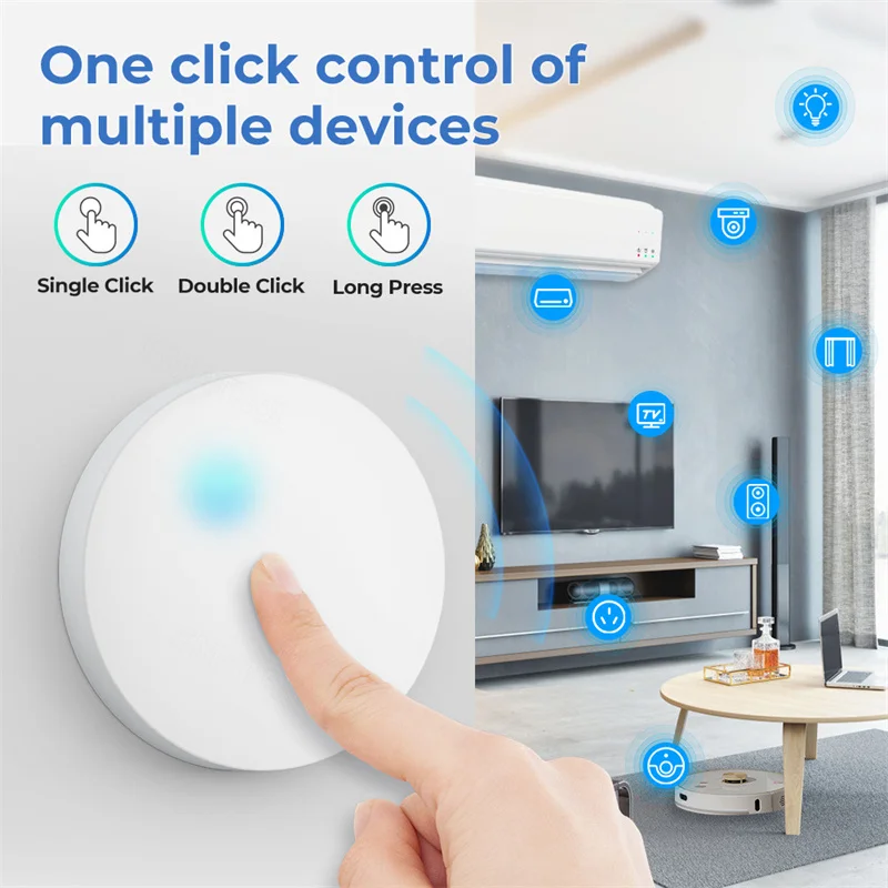

1Pcs Tuya Zigbee Smart Switch Portable 3Kinds Control Mode Smart Home Scene Linkage Works With Alexa Google Home Yandex Alice