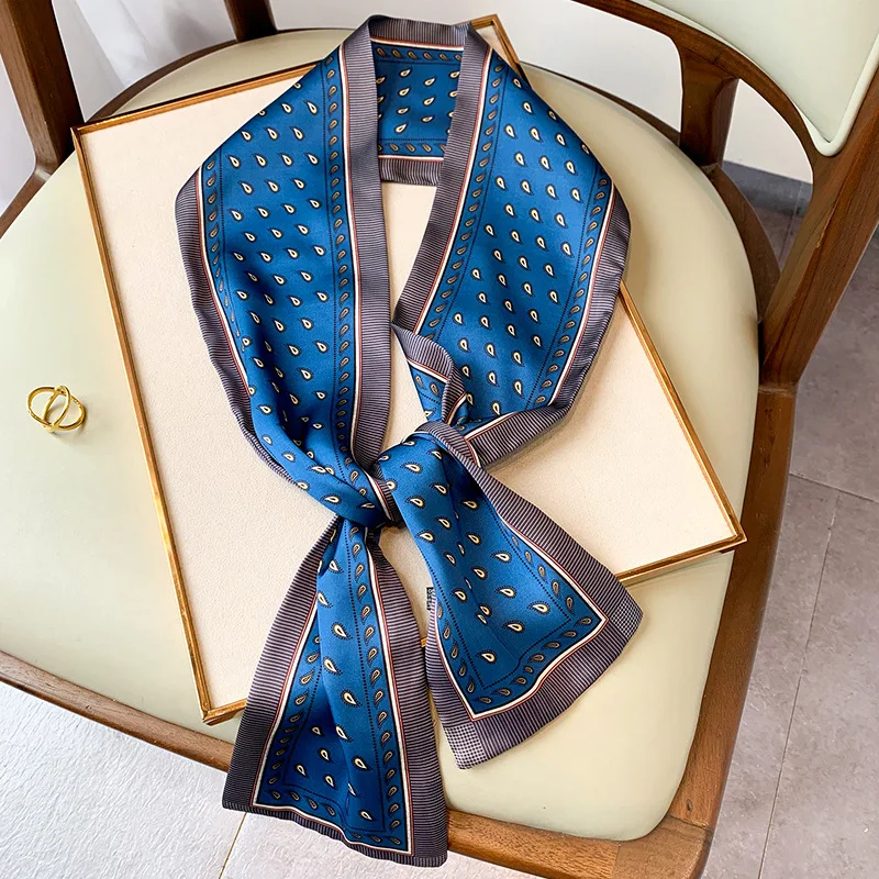 Шелковые искусственные женские шарфы для женщин роскошная повязка на голову 2022